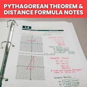 pythagorean theorem and distance formula notes in binder