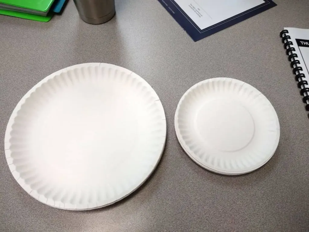 size comparison of small and large paper plates 