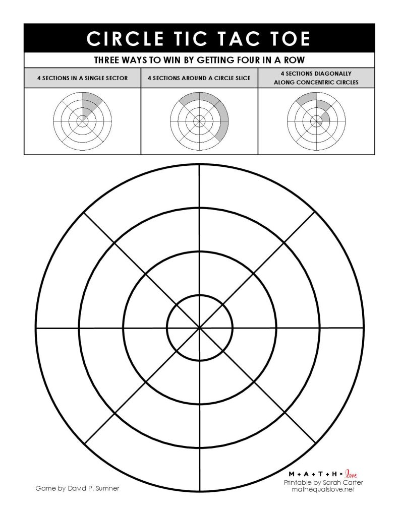 circle tic tac toe template with instructions at top 