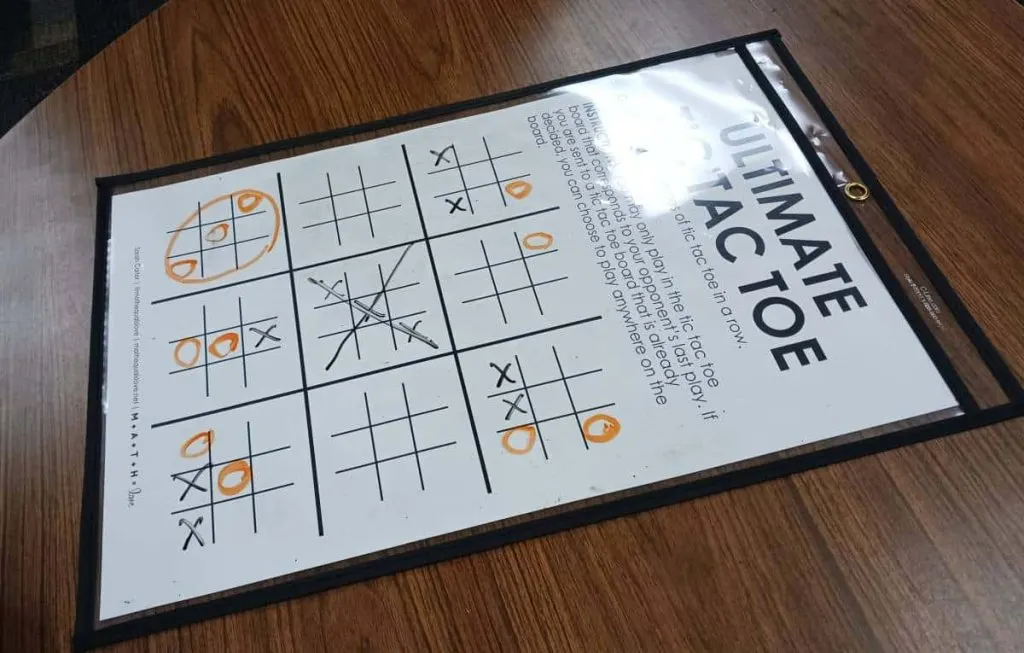 ultimate tic tac toe game in action in high school math classroom