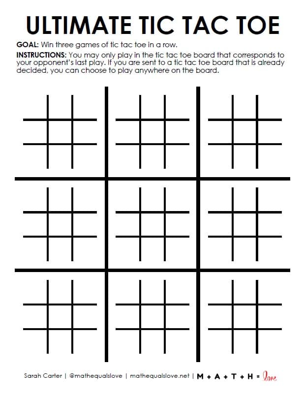 ultimate tic tac toe pdf template - free printable 