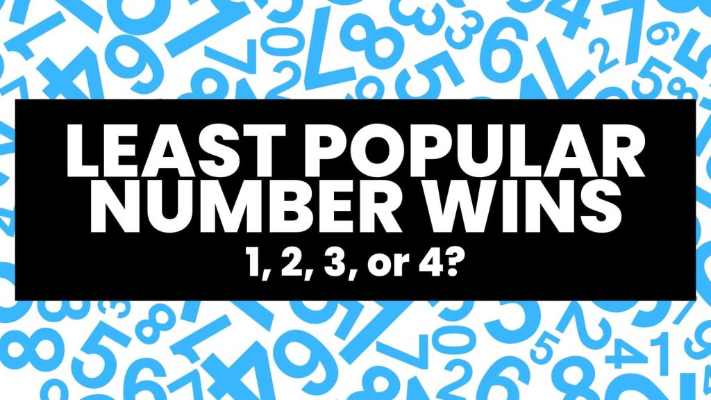 slide with text: "least popular number wins: 1, 2, 3, or 4" 