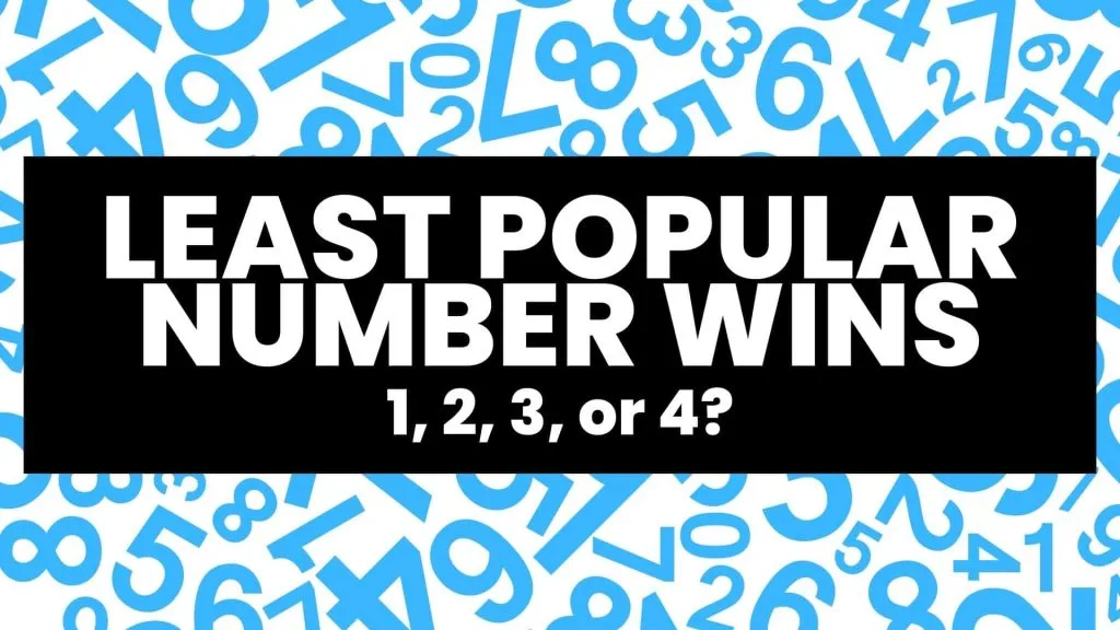 slide with text: "least popular number wins: 1, 2, 3, or 4" 