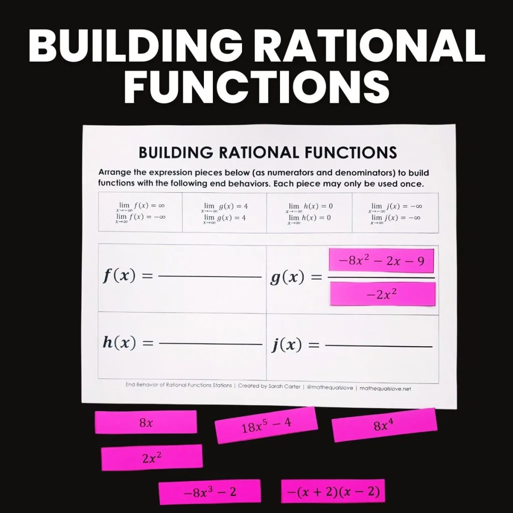 building rational functions with various end behaviors activity for ap precalculus