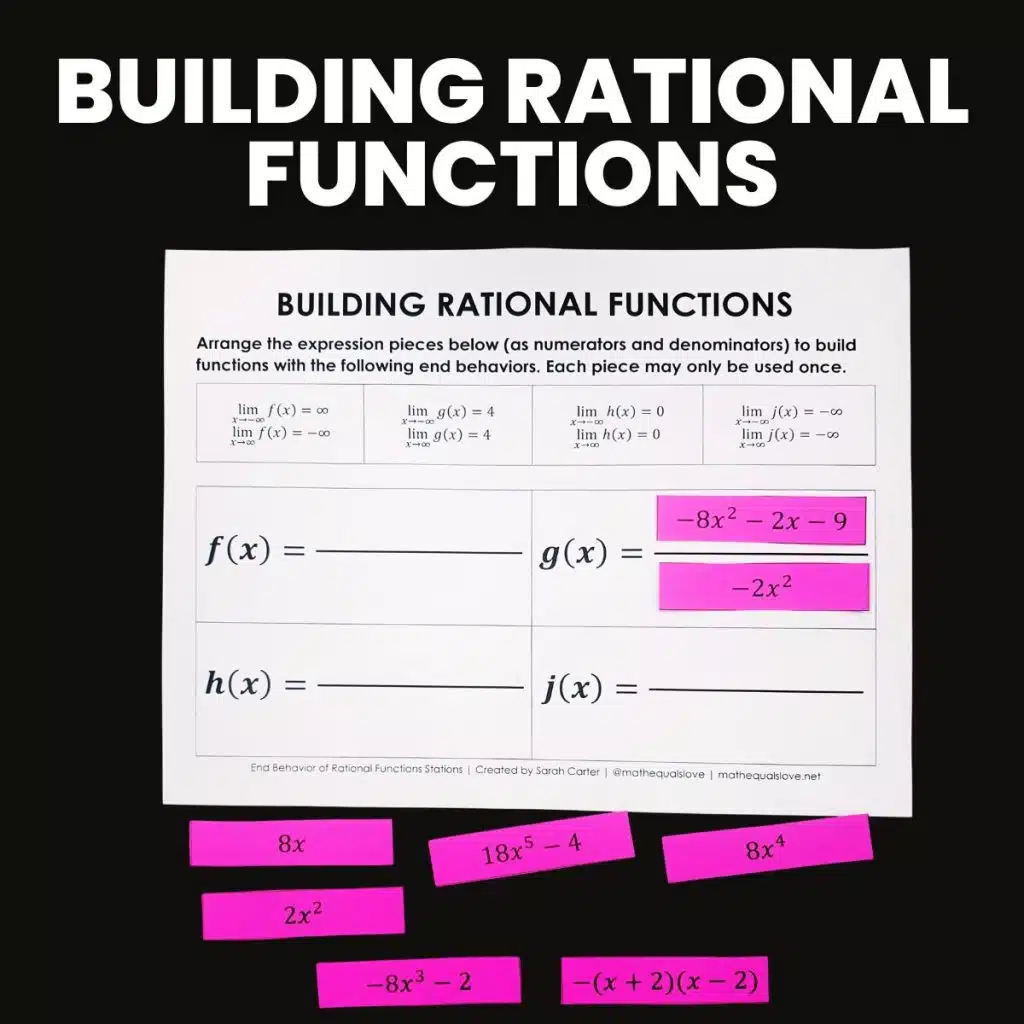 building rational functions with various end behaviors activity for ap precalculus 