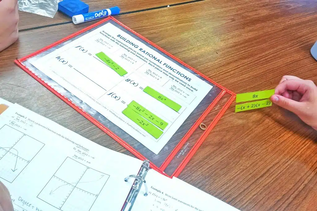 ap precalculus students working on end behavior of rational functions activity 