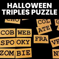halloween triples puzzle cards with partial solution.