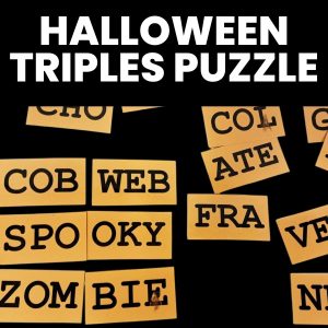 halloween triples puzzle cards with partial solution.