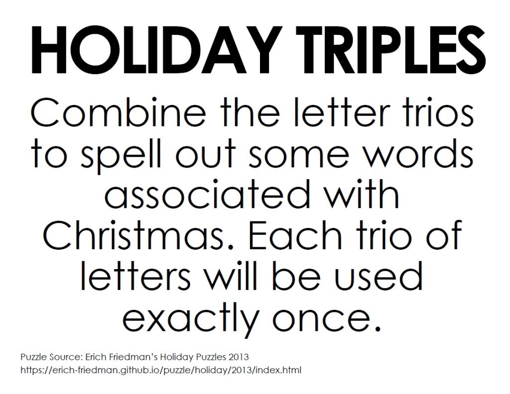 holiday triples word puzzle instructions 
