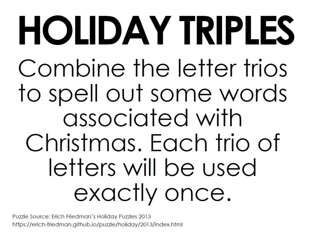 holiday triples word puzzle instructions 