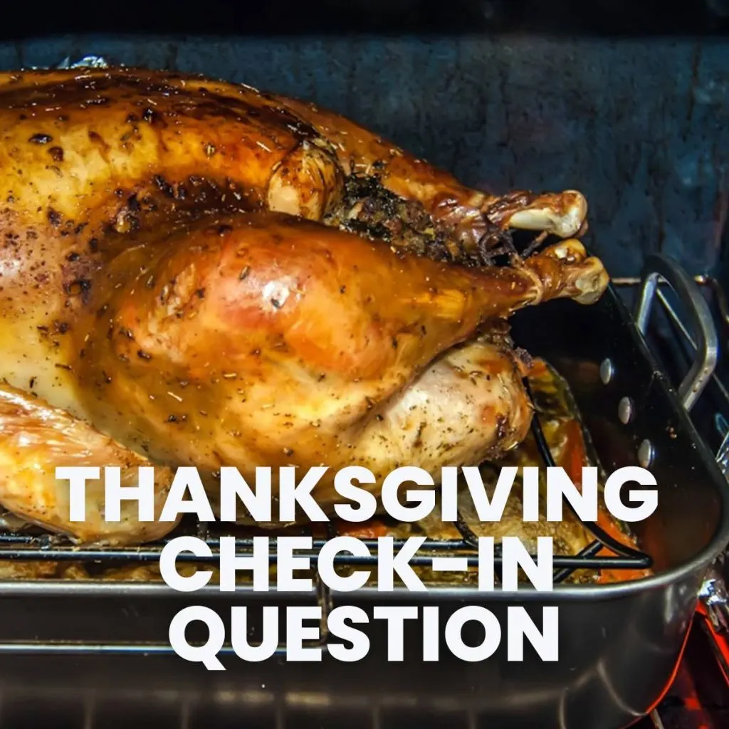 thanksgiving check-in question over image of cooked turkey 