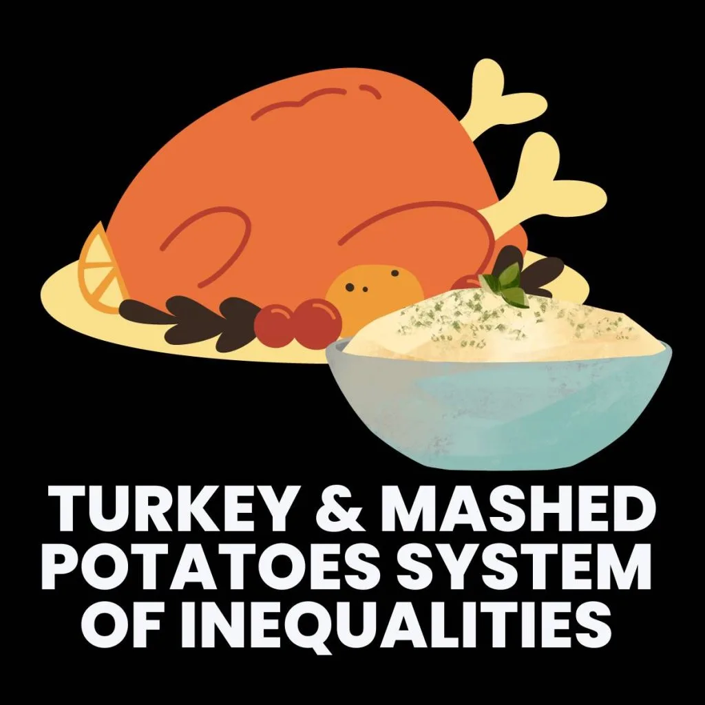turkey and mashed potatoes system of inequalities activity for thanksgiving 