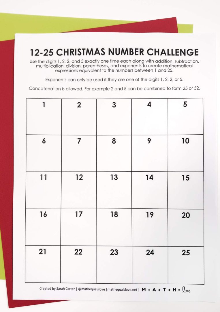 12-25 Christmas Number Challenge | Math = Love