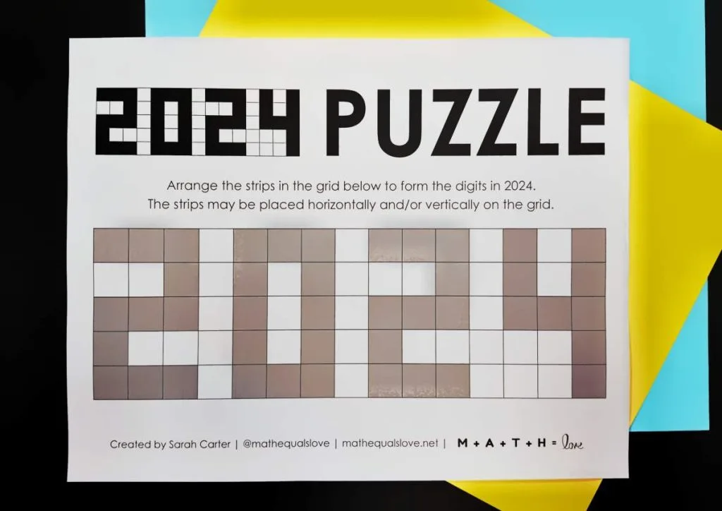 alternate version of 2024 puzzle grid with 2024 colored in in gray squares 