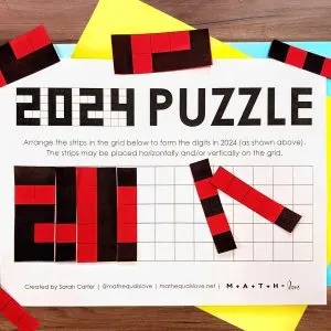 2024 puzzle for new year's in math class
