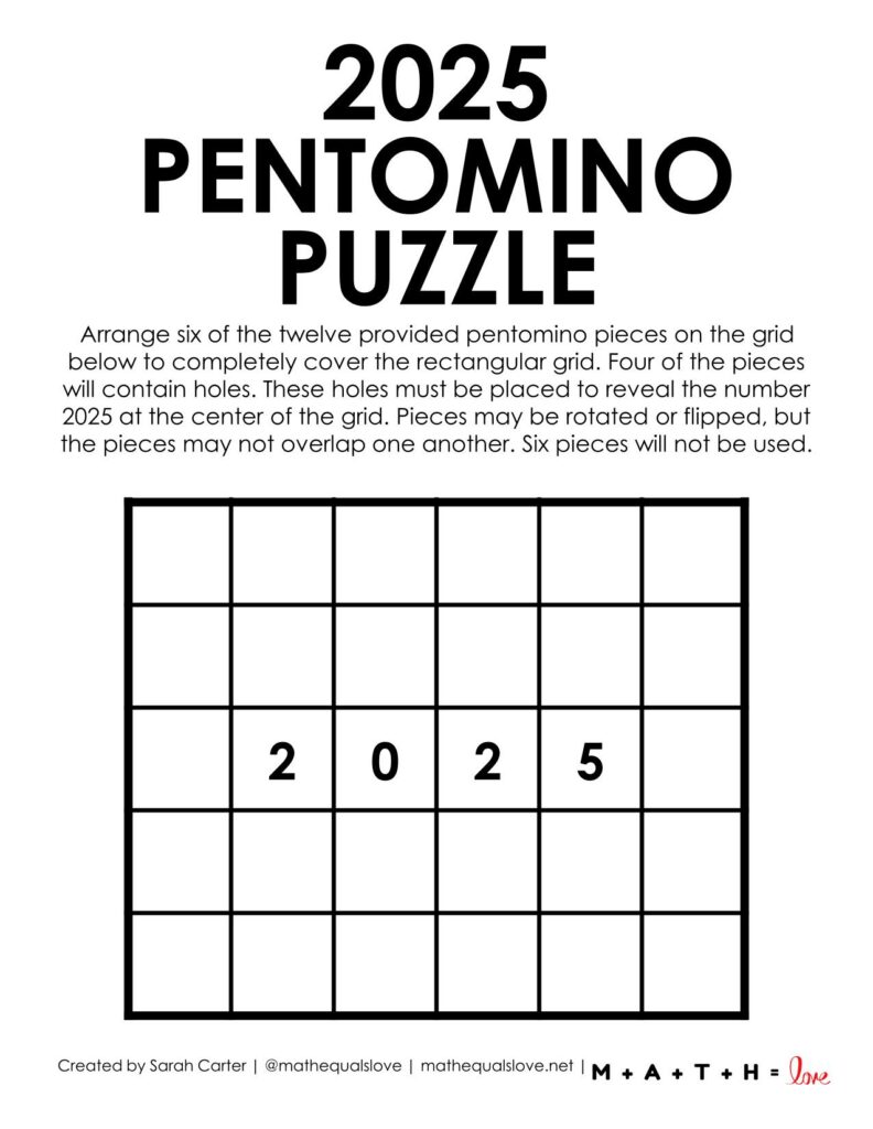 2025 pentomino puzzle board. 