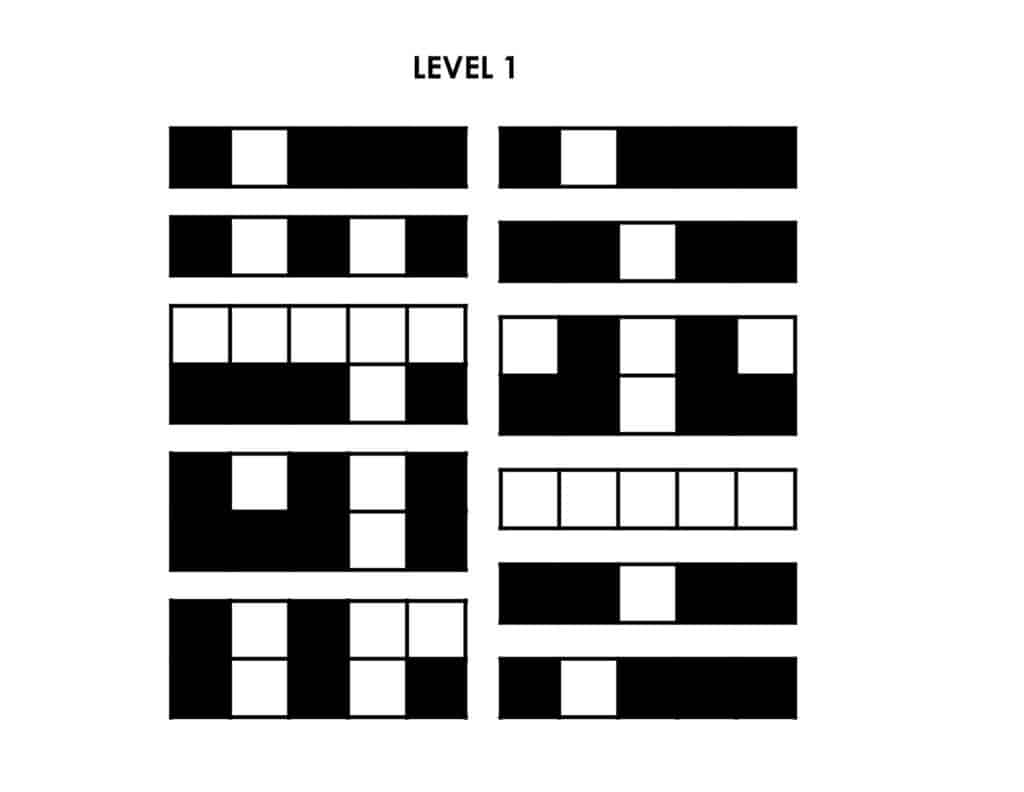 Level 1 Puzzle pieces for 2025 digit grid puzzle. 