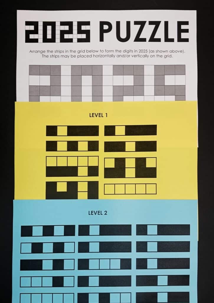 2025 digit grid puzzle - level 1 and level 2. 