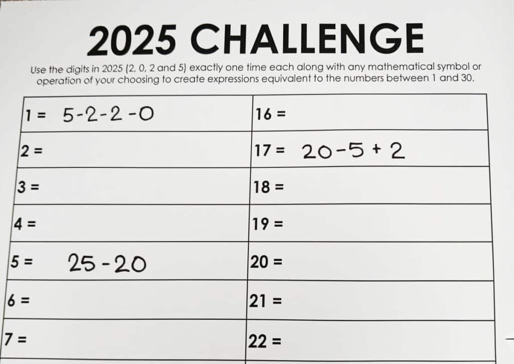 2025 yearly number challenge - 3 examples of solved problems. 