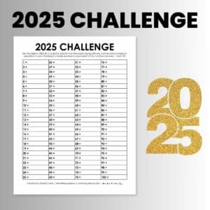 2025 Yearly Number Challenge Printable PDF Activity for New Years.