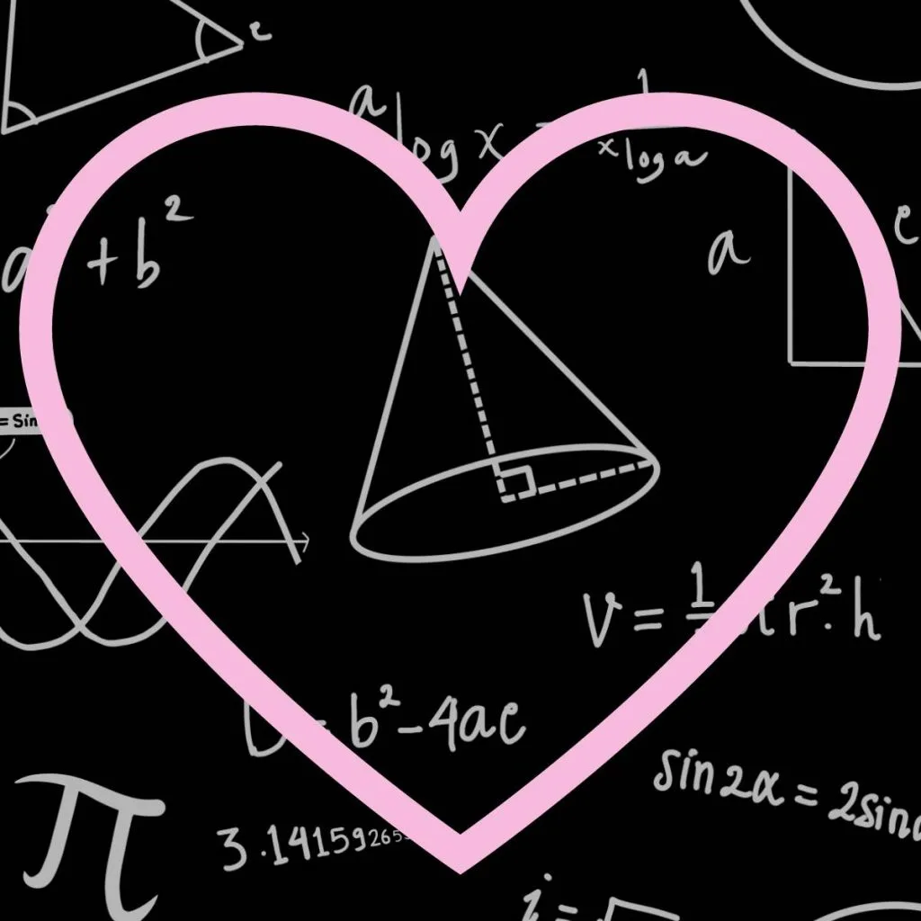 pink heart with math background. 