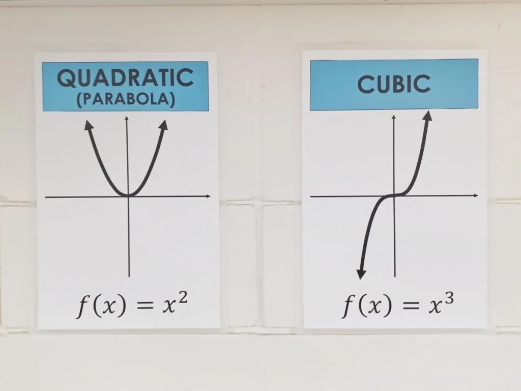 parent function posters: quadratic and cubic. 