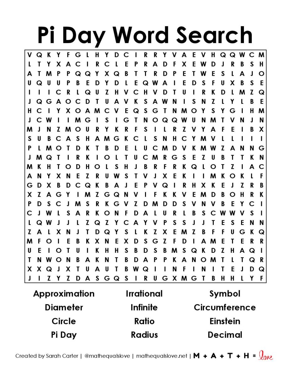 Pi Day Word Search | Math = Love