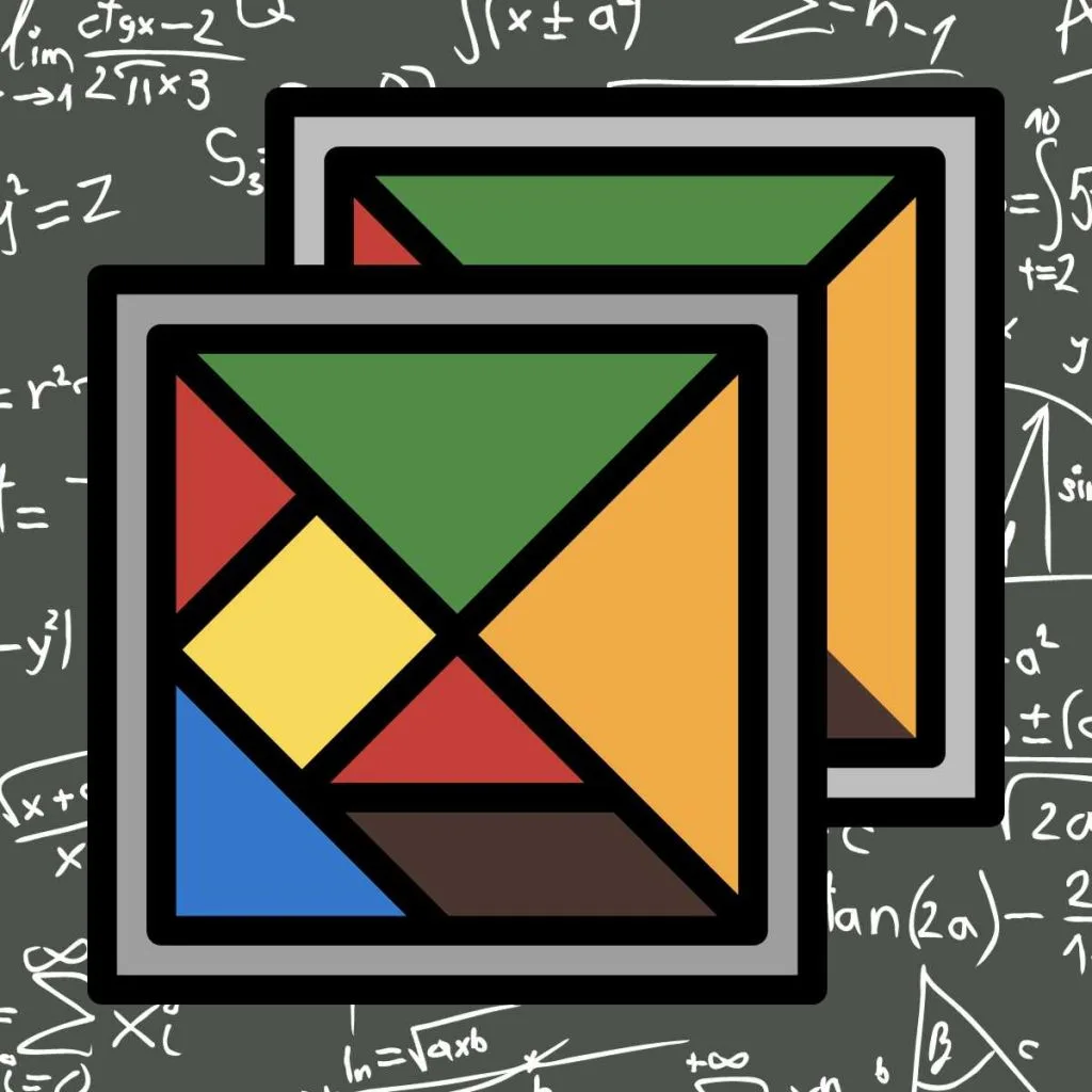square tangram puzzle with mathematical background.