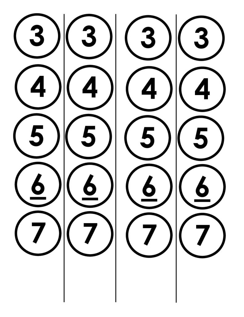 Number tiles for Magic h Puzzle. 