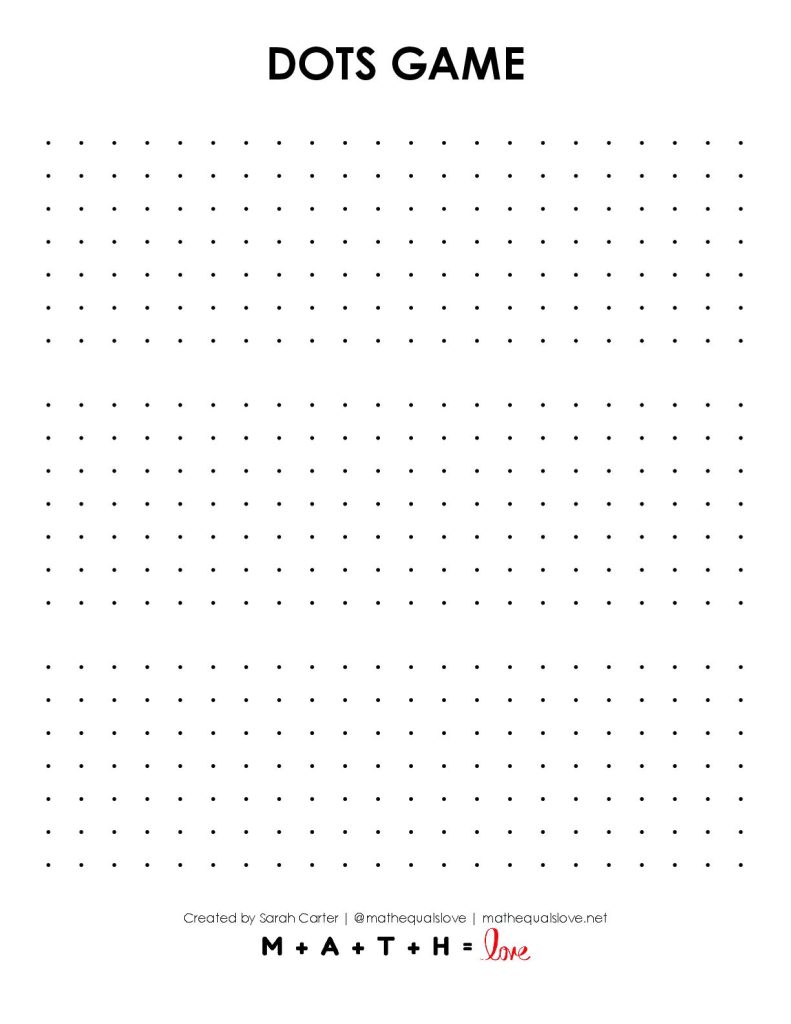 dots game printable board with three different sections to play. 