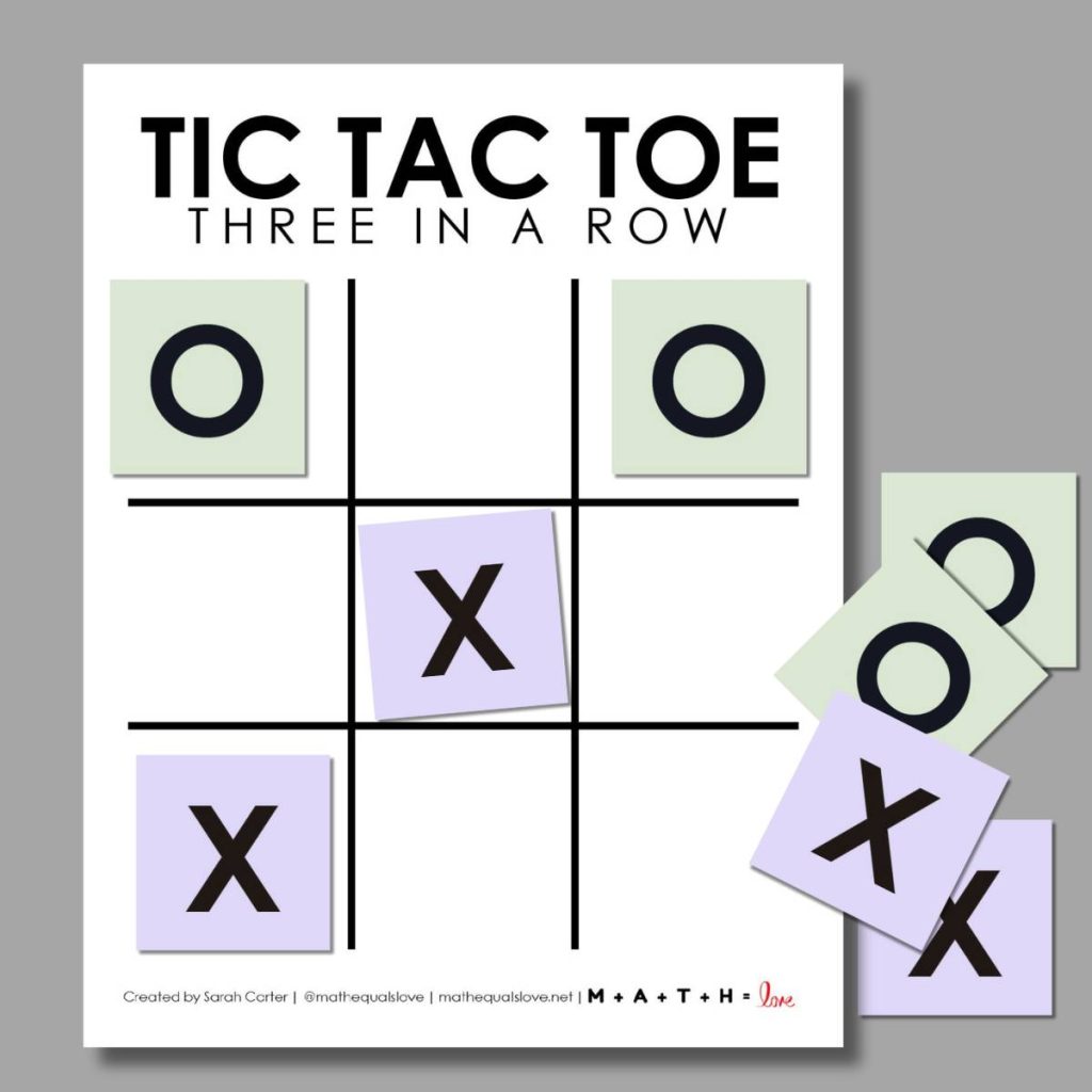 printable tic tac toe board with movable game pieces. 