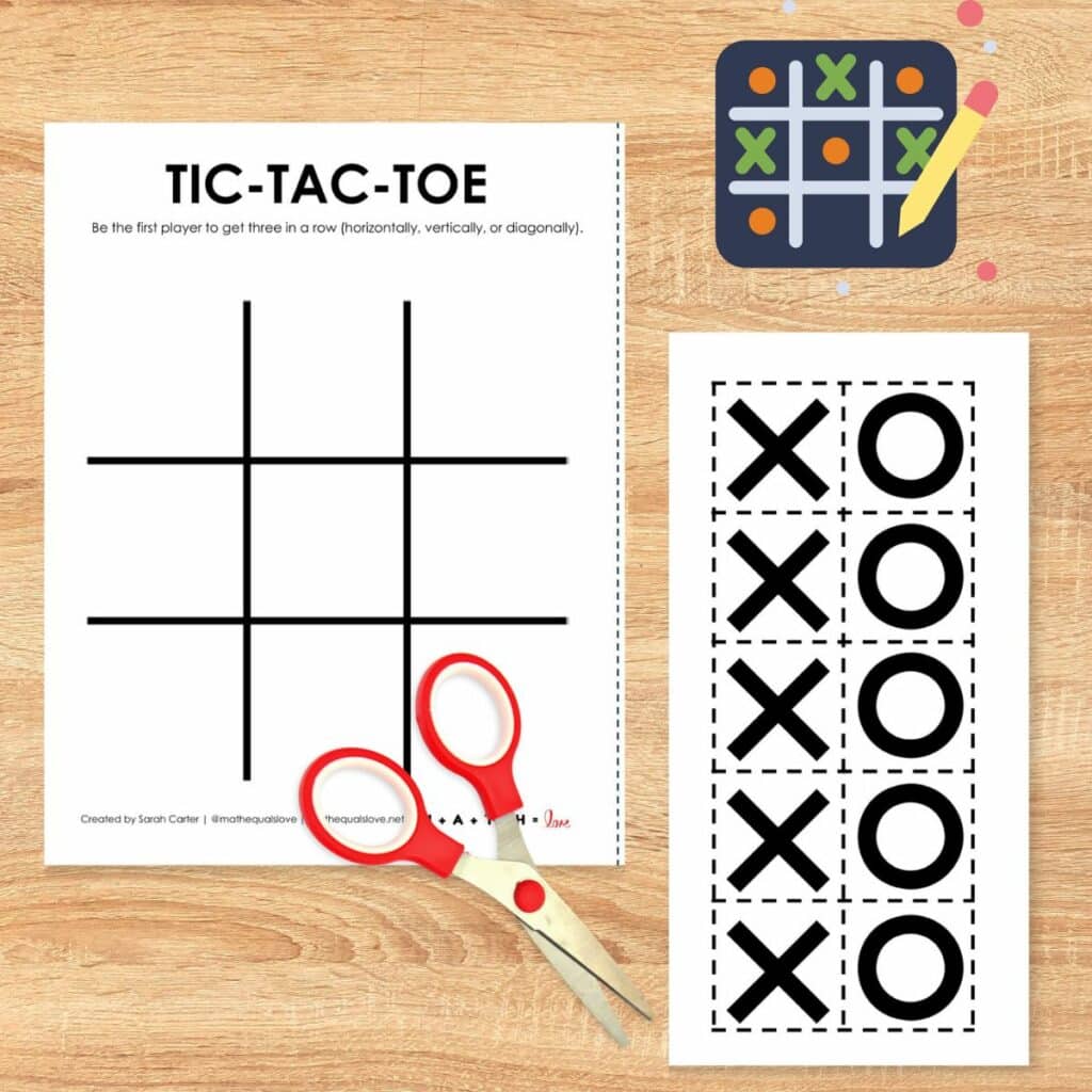 free printable tic tac toe board with pieces to cut out. 