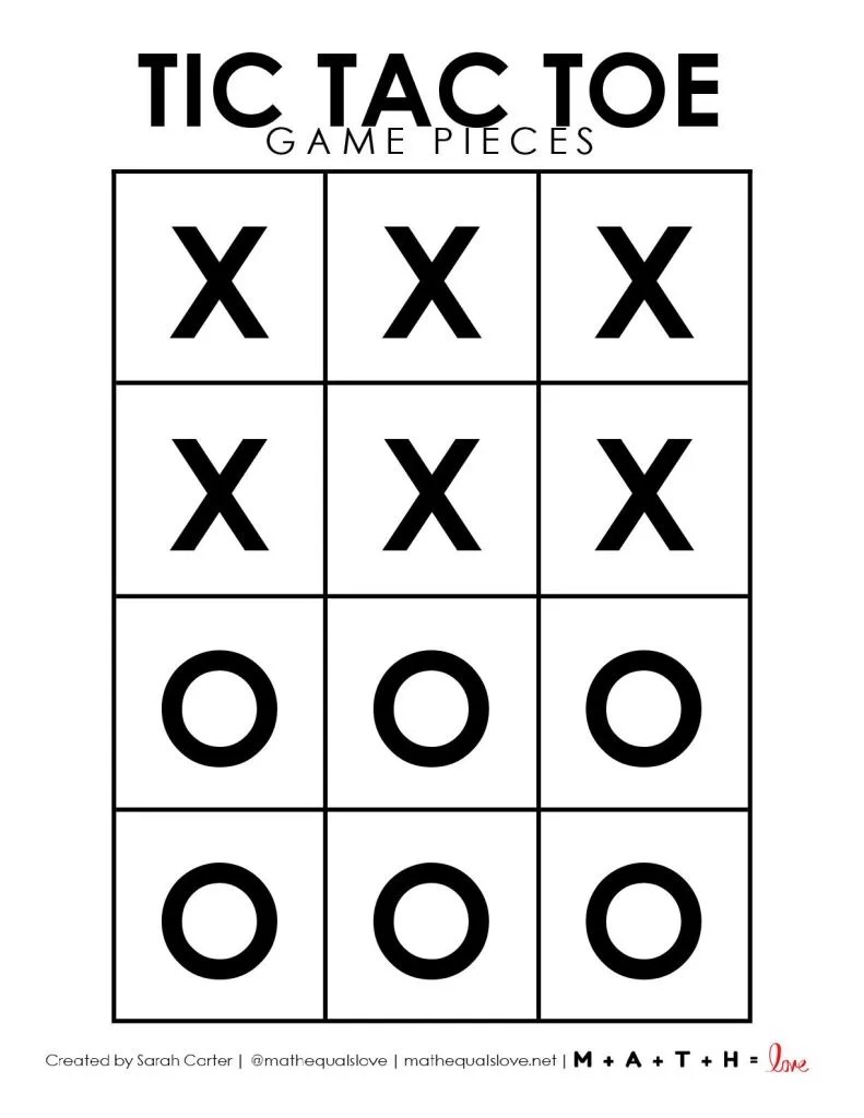game pieces for printable tic tac toe board. 