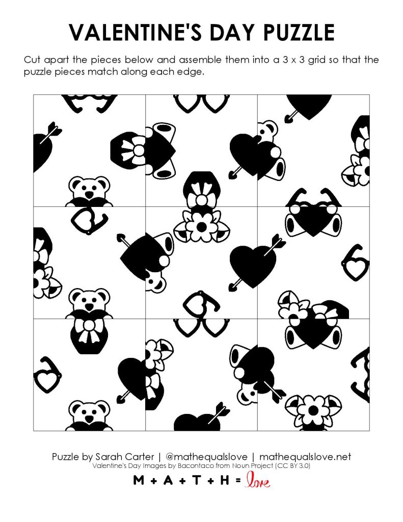 valentine's day square matching puzzle pdf. 