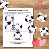 valentine's day square matching puzzle printable.