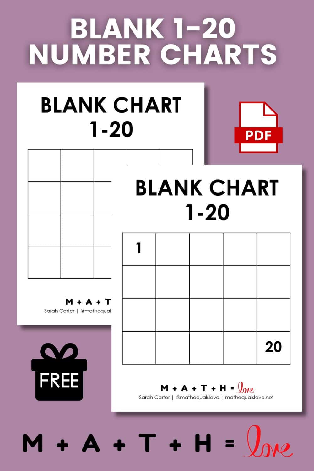 Printable Number Chart 1-20 (Free PDF Templates)