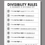 divisibility rules chart