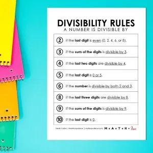 divisibility rules printable chart pdf.