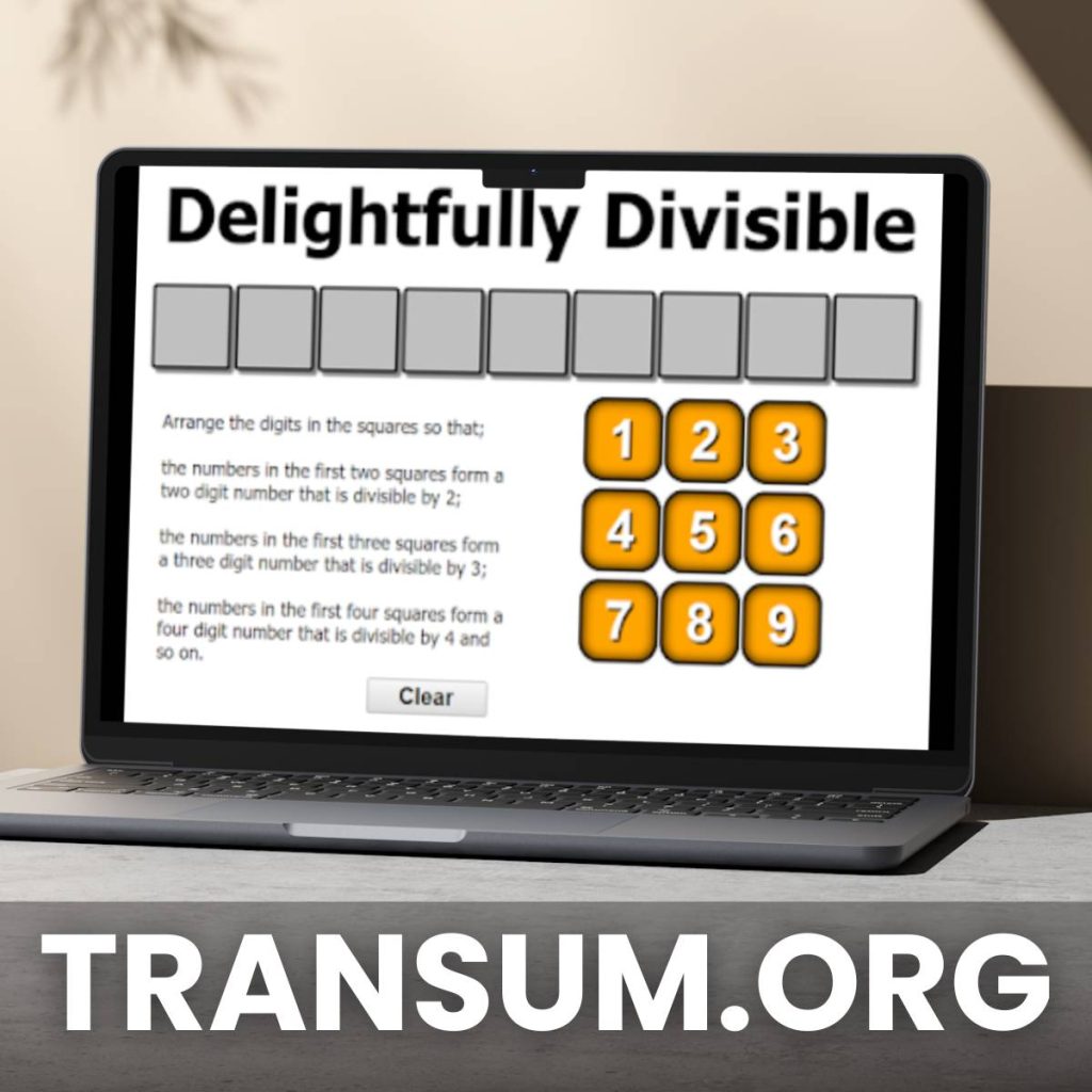Divisibility Rules puzzle from Transum
