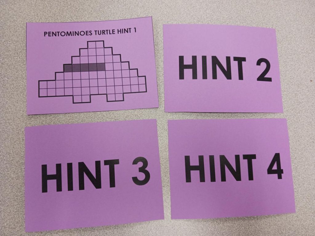 pentominoes turtle puzzle hint cards. 