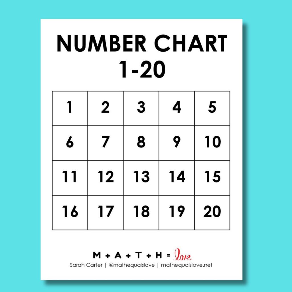 printable number chart 1-20 pdf 