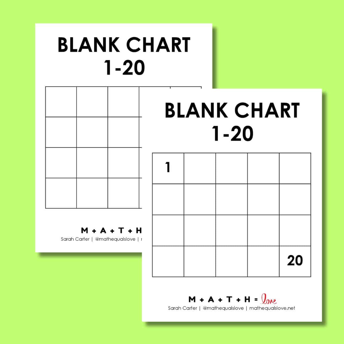 Printable Number Chart 1-20 (Free PDF Templates)