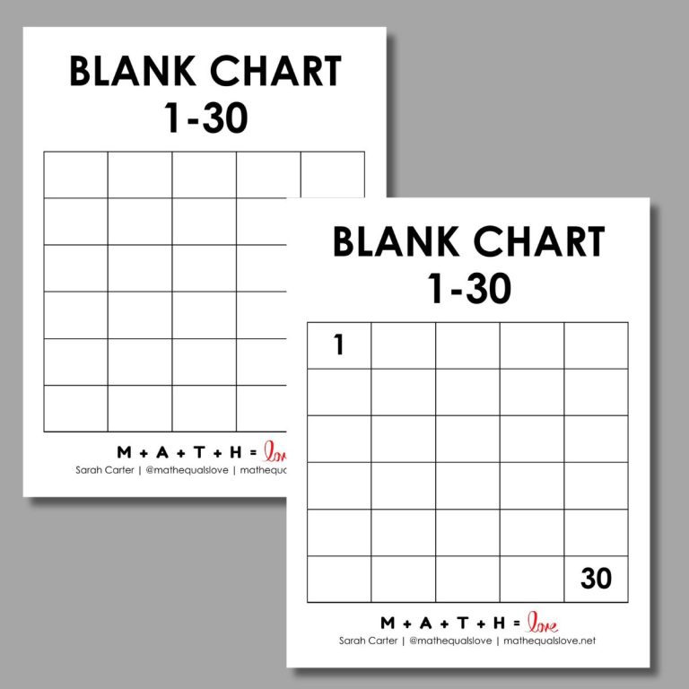 Printable Number Chart 1 30 Free PDF Templates Printable Number Chart 1 30 Free PDF Templates
