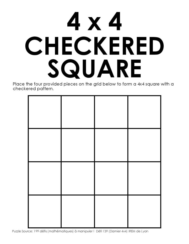4 x 4 checkered square puzzle board. 