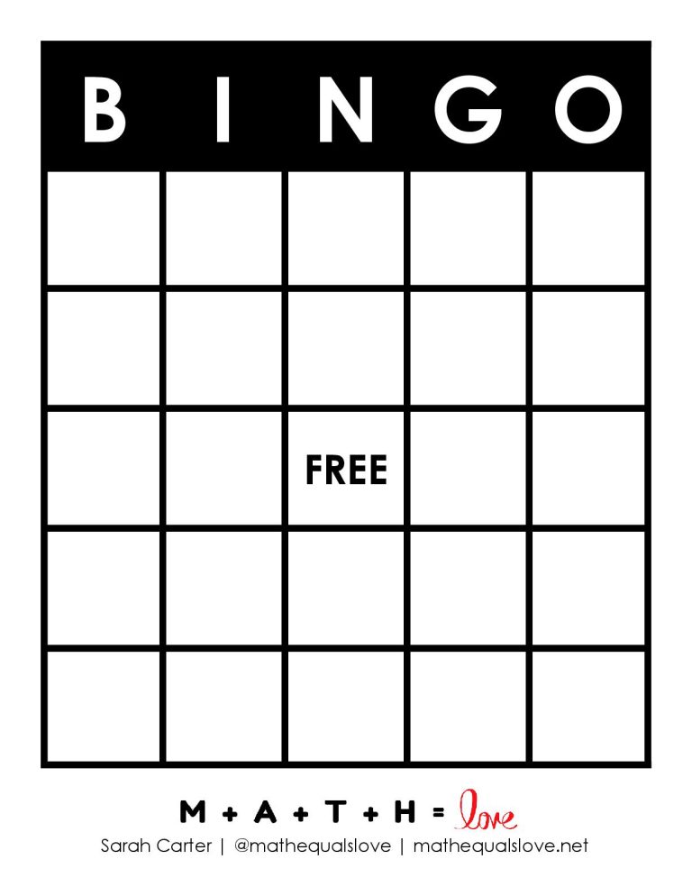 Free Printable Blank Bingo Card Template (pdf)