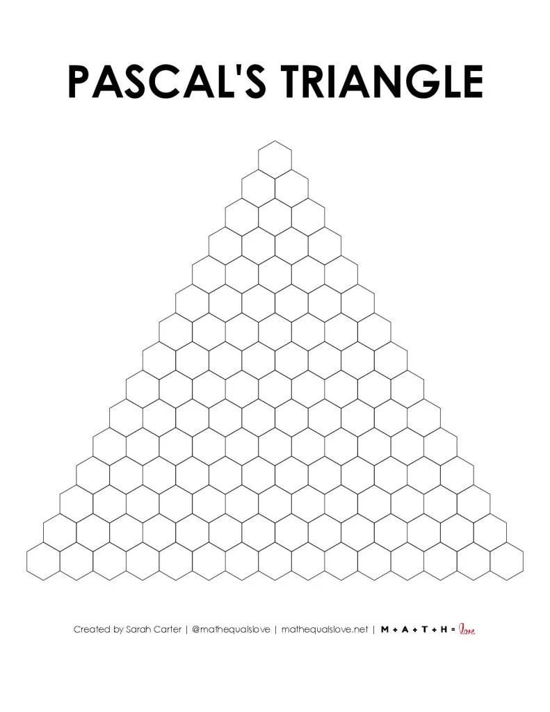 Blank Pascal's Triangle Template with 12 Rows. 