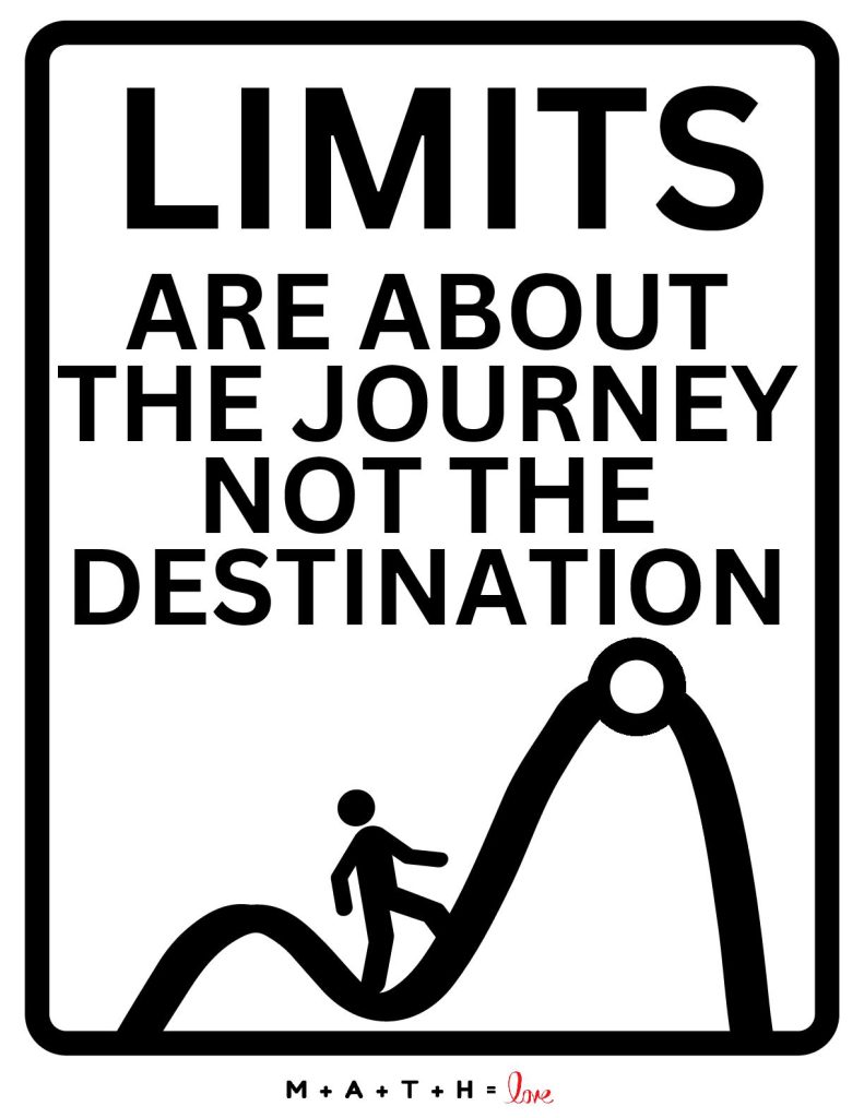 limits calculus poster: "limits are about the journey not the destination." 