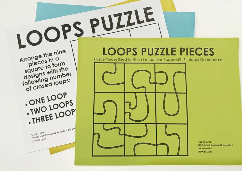 printed pages for loops puzzle. 