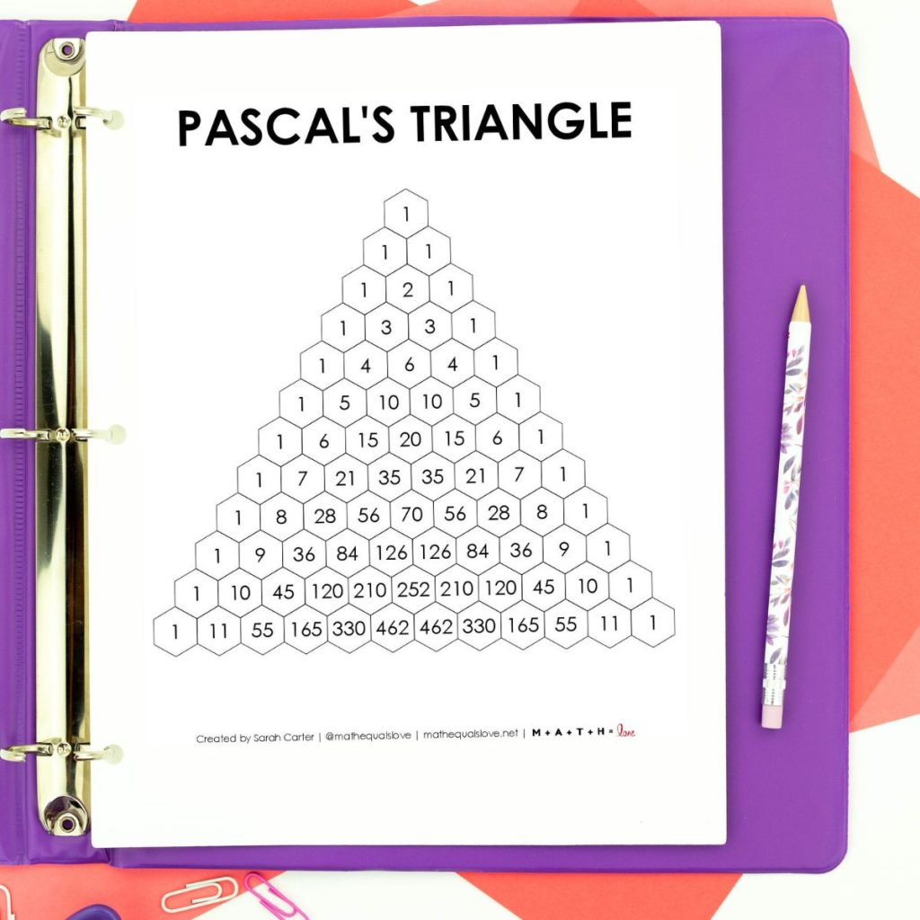 pascal's triangle template in binder. 