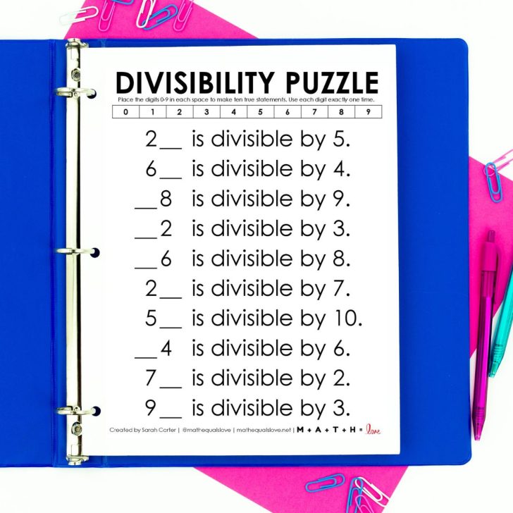 Divisibility Puzzle in Binder.